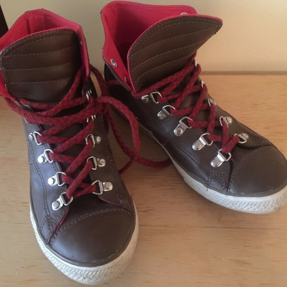 Converse Leather Brown Hiker Sneakers Hi Top 7 - Picture 1 of 8